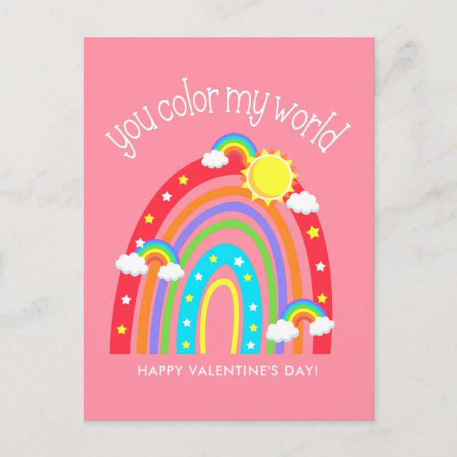 You color my world | Kids Valentine Postcard (Front)