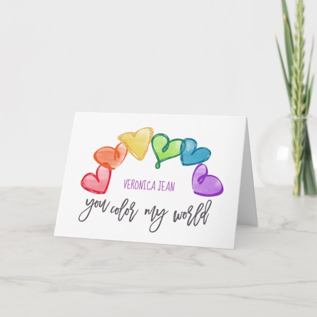 You Color My World Valentine Card (Front)