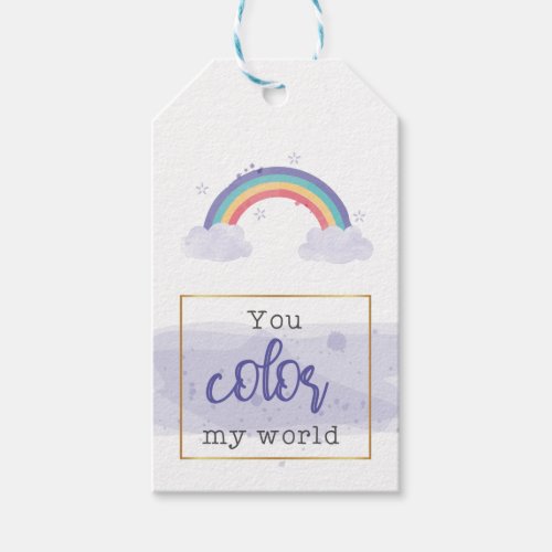 You Color My World Watercolor Gift Tag