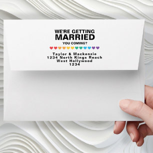 You Coming Rainbow Gay Wedding Envelope