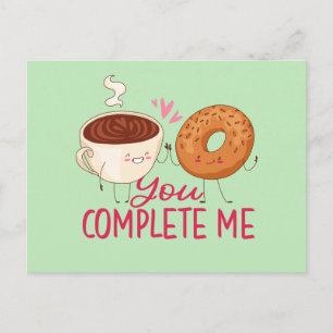 You Complete Me Cute Donut Funny Valentine's Day Postcard