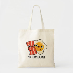 You Complete Me Funny Bacon Egg Pun Tote Bag