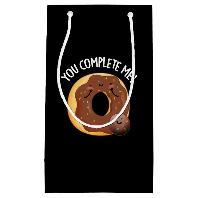 You Complete Me Funny Food Donut Pun Dark BG Small Gift Bag (Front)