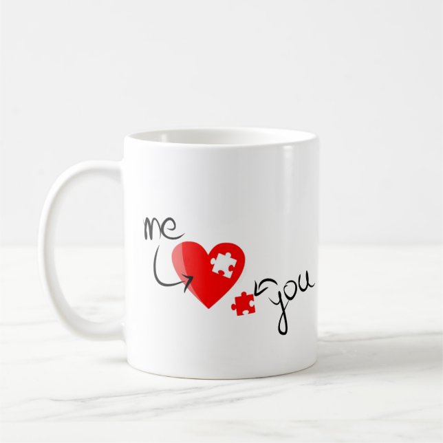 You Complete Me" Heart Puzzle – Gift for Couples Coffee Mug (Left)