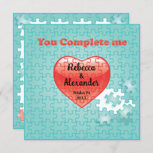 You complete me jigsaw puzzle wedding Invitations