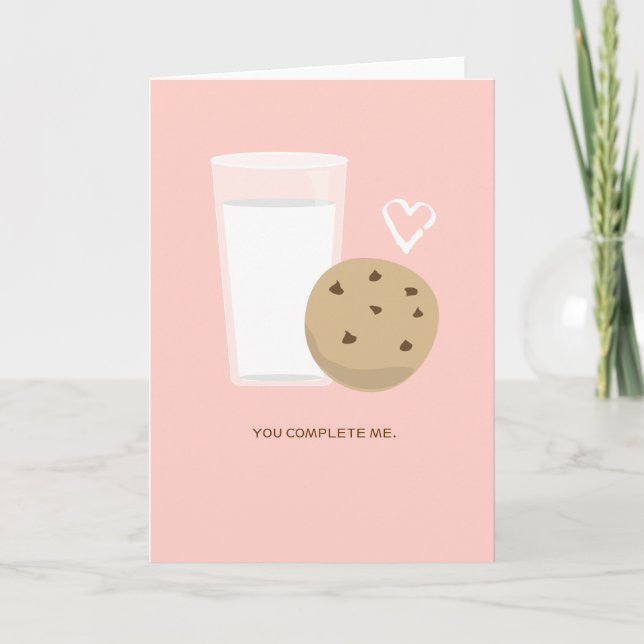 You Complete Me Milk & Cookie Silly Love Card (Front)