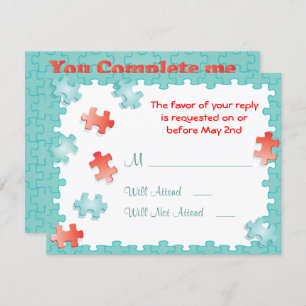 You complete me puzzle Wedding RSVP Cards