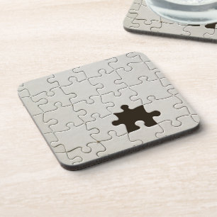 You Complete Me Romantic Black and White Jigsaw Beverage Coaster