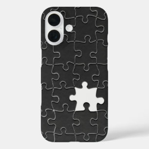 You Complete Me Romantic Black and White Jigsaw iPhone 16 Case