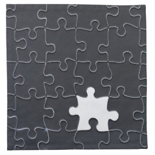 You Complete Me Romantic Black and White Jigsaw Cloth Napkin