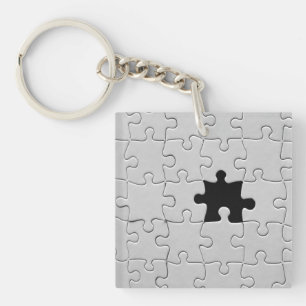 You Complete Me Romantic Black and White Jigsaw Keychain