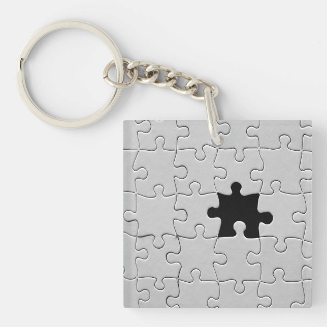 You Complete Me Romantic Black and White Jigsaw Keychain (Front)