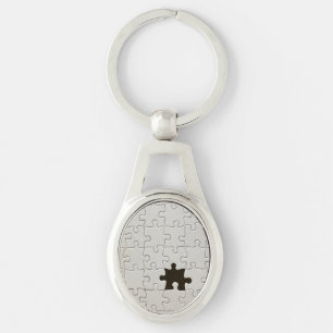 You Complete Me Romantic Black and White Jigsaw Keychain