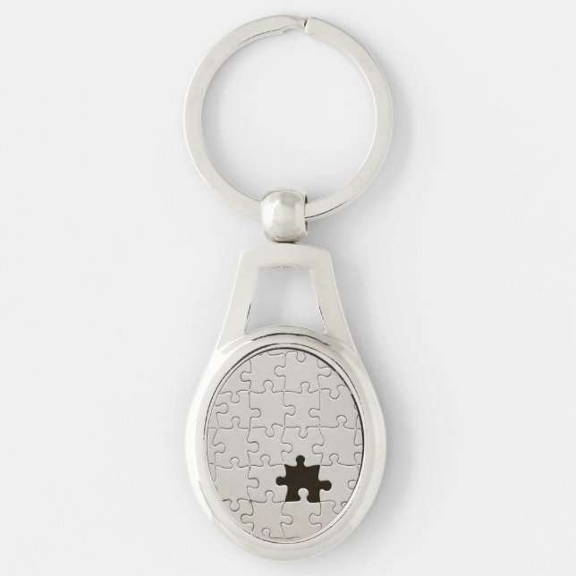 You Complete Me Romantic Black and White Jigsaw Keychain (Front)