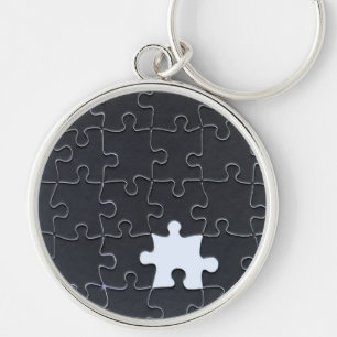 You Complete Me Romantic Black and White Jigsaw Keychain