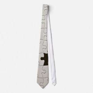 You Complete Me Romantic Black and White Jigsaw Neck Tie