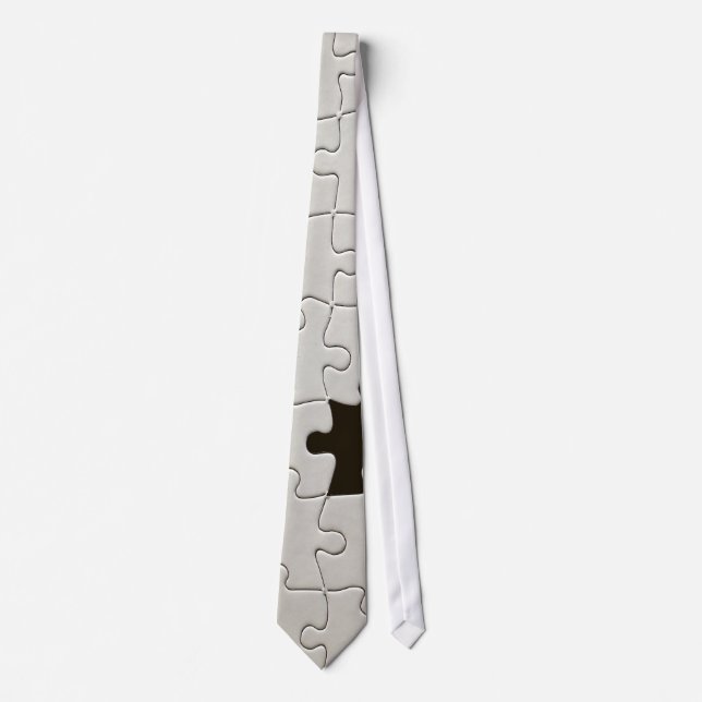 You Complete Me Romantic Black and White Jigsaw Neck Tie (Front)
