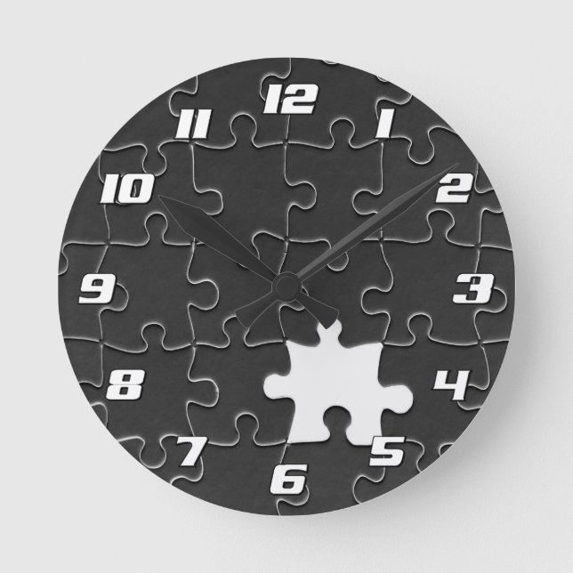You Complete Me Romantic Black and White Jigsaw Round Clock (Front)