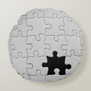 You Complete Me Romantic Black and White Jigsaw Round Pillow