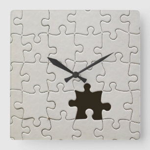 You Complete Me Romantic Black and White Jigsaw Square Wall Clock