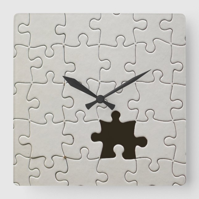 You Complete Me Romantic Black and White Jigsaw Square Wall Clock (Front)