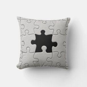 You Complete Me Romantic Black and White Jigsaw Throw Pillow
