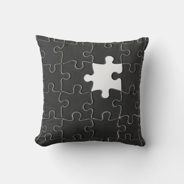 You Complete Me Romantic Black and White Jigsaw Throw Pillow (Front)