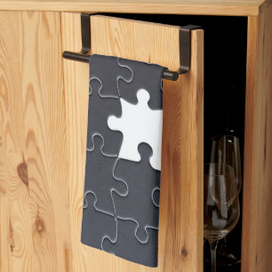 You Complete Me Romantic Black and White Jigsaw Towel