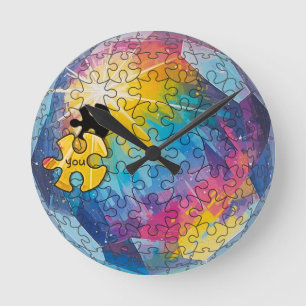 You complete the picture - Everybody belongs here Round Clock