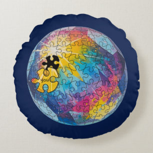 You complete the picture - Everybody belongs here Round Pillow