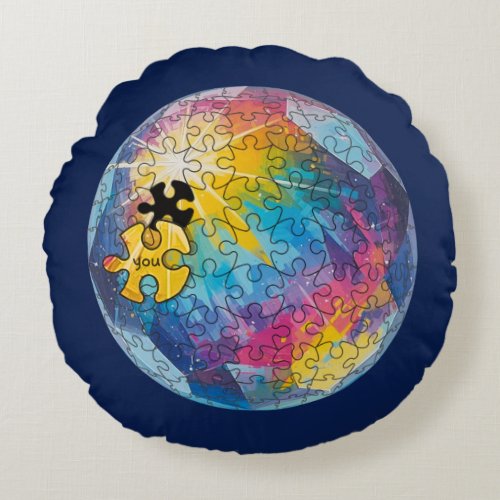 You complete the picture - Everybody belongs here Round Pillow