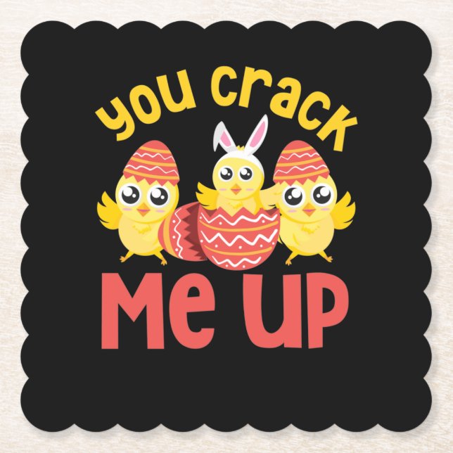 You Crack Me Up Easter Chicks Paper Coaster (Front)