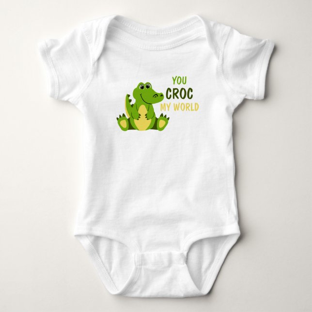 You Croc My World Crocodile Aligator Baby Romper (Front)