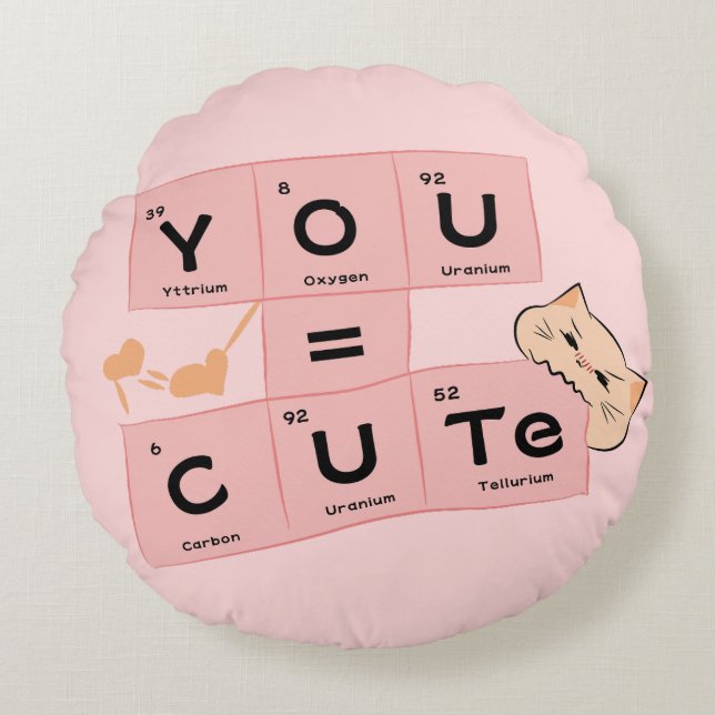 You = Cute | Cute Cat Round Pillow (Front)