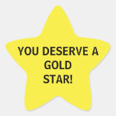 Custom Message Gold Star with Gold Glitter Texture Star Sticker | Zazzle