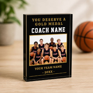 You Deserve a Medal Coach Photo Basketball Acrylic Award