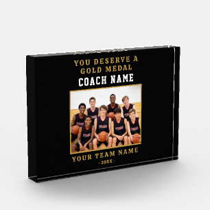 You Deserve a Medal Coach Photo Basketball Acrylic Award