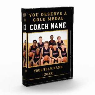 You Deserve a Medal Coach Photo Basketball Acrylic Award