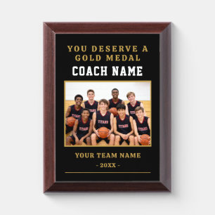 You Deserve a Medal Coach Photo Basketball Award Plaque