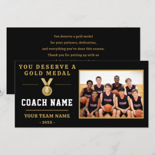 You Deserve a Medal Coach Photo Thank You Card