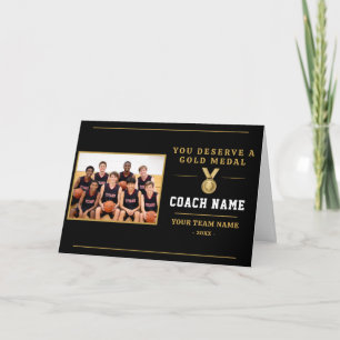 You Deserve a Medal Coach Photo Thank You Card