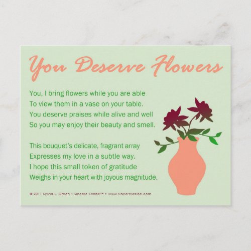 You Deserve Flowers Postcard