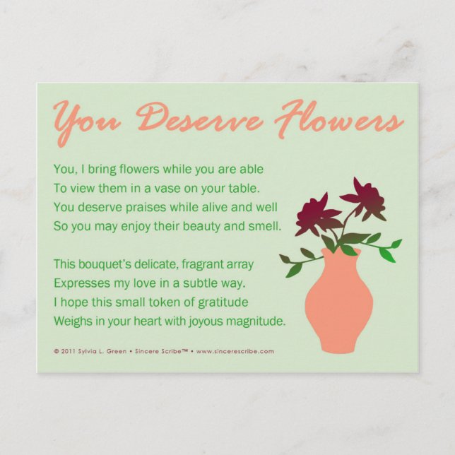 You Deserve Flowers Postcard (Front)