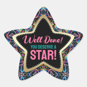 You Deserve Star Neon Colors Mushroom Mandala Star Sticker