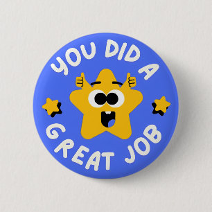 You Did A Great Job Funny Retro Star Reward Button