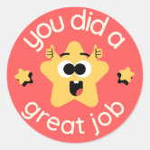 Colorful Great Job Motivational Kid's Classic Round Sticker