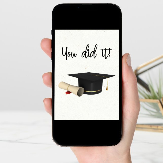 You Did it Congratulations Graduation Cap Diploma Card (Front Digital)