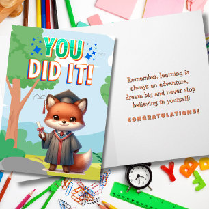 You Did It! Cute Fox Graduation Joy Card