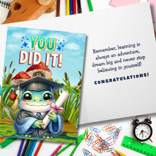 You Did It! Cute Frog Graduation Joy Card