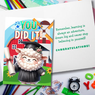 You Did It! Cute Sheep Graduation Joy Card